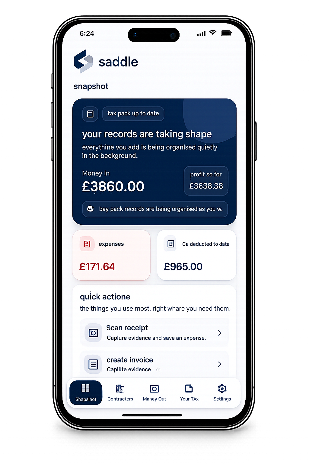 Saddle app shown on a phone screen